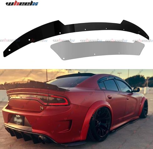 2 Piece Wickerbill Spoiler Compatible with 2015-2024 Dodge Charger, Venom Series V3 Style Fits for SRT Hellcat Scat Pack, Wicker Bill Trunk Tail Deck Lid Wing Lip with RivNut Tool in Saudi Arabia