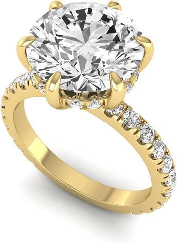 IGI معتمد 5.25 قيراط مختبر مستدير الماس الماس (4.50 CT ، F ، VVS2) خاتم زفاف HIDDEN HALO 14K GOLD للسيدات in Kuwait