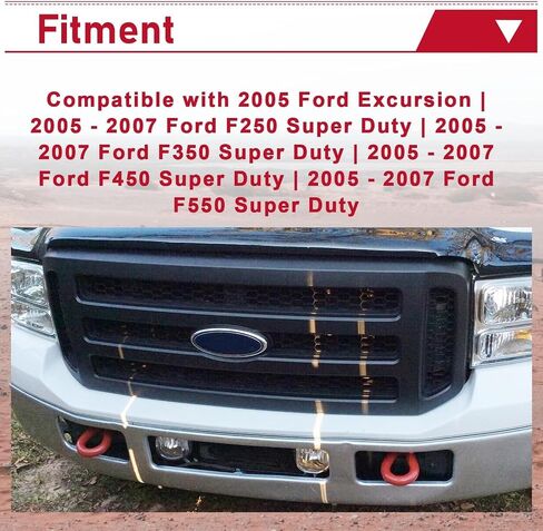 HECASA Front Grille Compatible with 2005-2007 Ford F250 F350 F450 F550 SuperDuty FO1200456 5C3Z8200BAA Upper Bumper Hood Grill W/Gray Honey Comb Chrome in Saudi Arabia