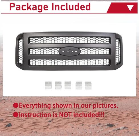 HECASA Front Grille Compatible with 2005-2007 Ford F250 F350 F450 F550 SuperDuty FO1200456 5C3Z8200BAA Upper Bumper Hood Grill W/Gray Honey Comb Chrome in Saudi Arabia