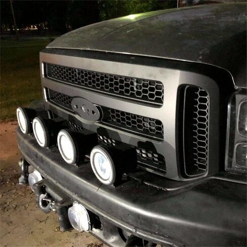 HECASA Front Grille Compatible with 2005-2007 Ford F250 F350 F450 F550 SuperDuty FO1200456 5C3Z8200BAA Upper Bumper Hood Grill W/Gray Honey Comb Chrome in Saudi Arabia