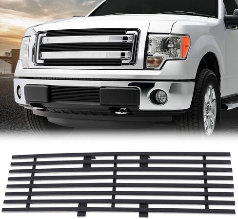 PIT66 PIT66 PUMPER LOWER BILLET GRILLE INSERT ، متوافق مع Ford 2009-2014 F150 F-150 Pickup Black Fendizontal Grill (Not Fit Harley Davidson and Raptor) F66789H in Kuwait