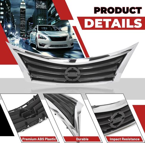 HECASA Front Bumper Grill Upper Grille Compatible with 2013 2014 2015 Nissan Altima Sedan Replacement for 623103TA0A NI1200250 Insert Plastic(ABS) in Saudi Arabia