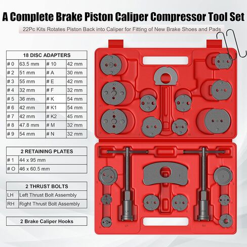 MOSTPLUS Universal Disc Brake Caliper Wind Back Tool and Piston Compression Sets-26 Pieces (Blue) in Kuwait