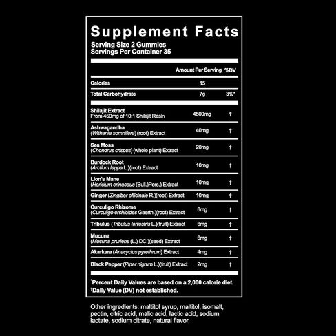 Organic Pure Himalayan Shilajit Gummies with Ashwagandha and Sea Moss – Gold Shilajit for Men & Women Supplement, 105+ Natural Trace Minerals, 70-Gummy (11-Ingredient Recipe) in Saudi Arabia