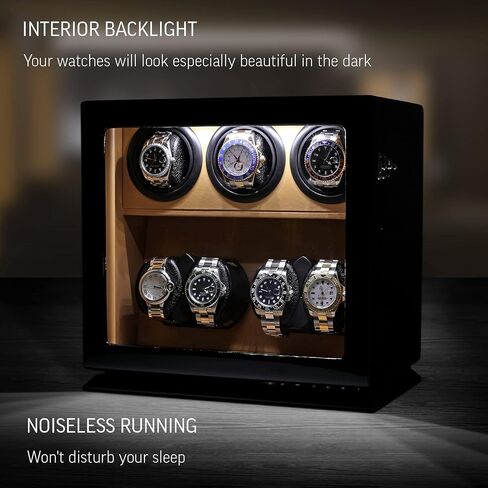 7 Watch Winder with Interior Light and Motor-Stop Option in Kuwait