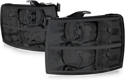 تجميع المصابيح الأمامية للسلالة الهالوجين المتوافقة مع Chevy Silverado 1500 2500HD 3500 GMT900 2007 2008 2008 2010 2011 2013 2014 ، Driver and Passenger Side ، Chrome Housing in Kuwait