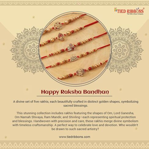 أشرطة مربوطة Rakhi لمجموعة الأخ 5 | Rakhi ل Bhaiya | بطاقة تحية صغيرة | Roli Packet - Raksha Bandhan Bracelet for Brother | مجموعة بهاي راخي in Saudi Arabia