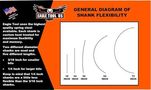 وصلة مثقاب مثقاب مرنة من Eagle Tool US EX18752، ساق 3/16 بوصة × 52 بوصة، صنع في الولايات المتحدة الأمريكية in Kuwait
