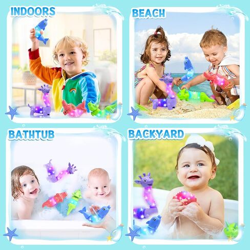 4 Pcs LED Fidgets Sensory Tubes for Toddlers ,Cute Animal Sensory Fidget Toys for Girls and Boys,Stress Relief,ADHD Toys,Sensory Toys Gift for Kids (Animal) in Kuwait