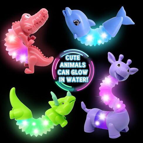 4 Pcs LED Fidgets Sensory Tubes for Toddlers ,Cute Animal Sensory Fidget Toys for Girls and Boys,Stress Relief,ADHD Toys,Sensory Toys Gift for Kids (Animal) in Kuwait