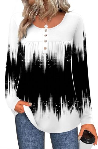 قمصان Zeagoo طويلة الأكمام للنساء Fall Fashion الأزياء الأنيقة بلوزات عارضة عصرية مطوية قمم تونك لللباس 2025 in Kuwait
