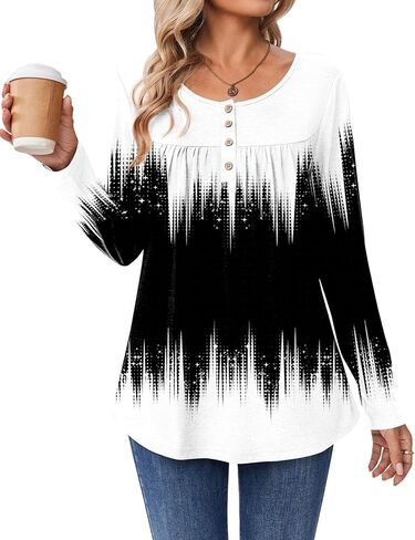 قمصان Zeagoo طويلة الأكمام للنساء Fall Fashion الأزياء الأنيقة بلوزات عارضة عصرية مطوية قمم تونك لللباس 2025 in Kuwait
