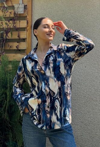 Zeagoo Womens Button Down Shirt Long Sleeve Blouse Business Work Tops Dressy Casual Floral Printed Outfits with Pocket in Saudi Arabia