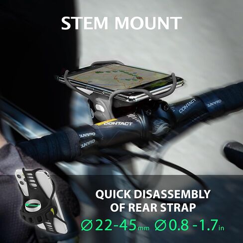 Bone Bike Tie Pro 3 ، Hound Pike Plice Phone Mount for Ste ، حامل سيليكون خالٍ من الخدش مع تصميم ممتصة للصدمات ، حامل هاتف ركوب الدراجات العالمي المتوافق مع معظم الهواتف الذكية (سوداء-ساق) in Kuwait