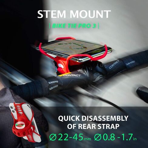 Bone Bike Tie Pro 3 ، Hound Pike Plice Phone Mount for Ste ، حامل سيليكون خالٍ من الخدش مع تصميم ممتصة للصدمات ، حامل هاتف ركوب الدراجات العالمي المتوافق مع معظم الهواتف الذكية (سوداء-ساق) in Kuwait