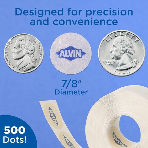 ALVIN Drafting Dots Model DM123 Low Tack Adhesive, Ideal for Drafting, Tracing, Drawing, and Household Use, Easy Removal with No Residue - 500 Dots, 7/8-inch Diameter in Saudi Arabia