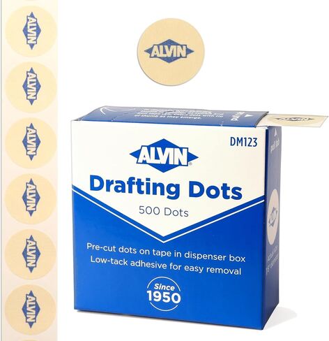 ALVIN Drafting Dots Model DM123 Low Tack Adhesive, Ideal for Drafting, Tracing, Drawing, and Household Use, Easy Removal with No Residue - 500 Dots, 7/8-inch Diameter in Saudi Arabia
