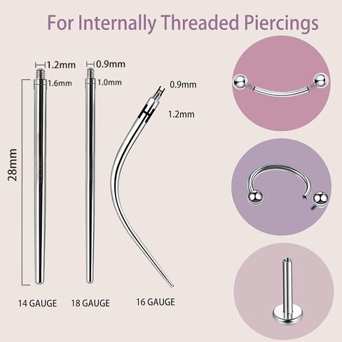 Piercing Taper and Piercing Ball Grabber Tool Kit 14G 16G 18G and 20G Piercing Taper Insertion Tools for Flat Back Internal, External, Threadless Piercing Jewelry in Kuwait