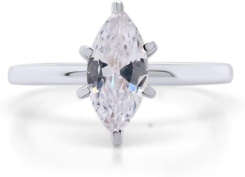 Affy Marquise Cut White White Cubic Zirconia 6-Prong Solitaire Ring في مجوهرات ذهبية صلبة 10K للمشاركة الذكرى السنوية in Saudi Arabia