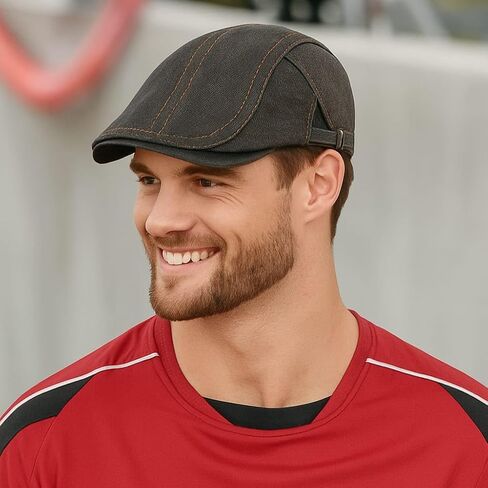 Men's Newsboy Caps, Denim Ascot Cap Washable Hunting Ivy Gatsby Newsboy Hat in Kuwait