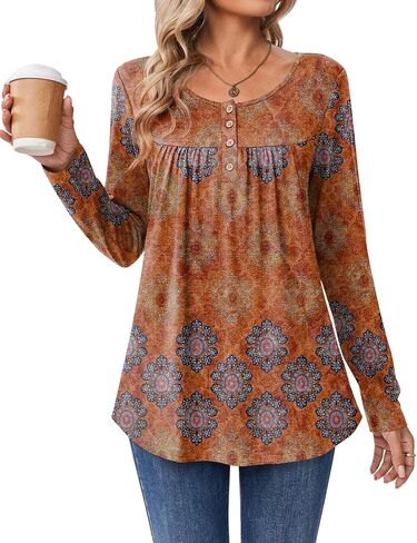 قمصان Zeagoo طويلة الأكمام للنساء Fall Fashion الأزياء الأنيقة بلوزات عارضة عصرية مطوية قمم تونك لللباس 2025 in Kuwait