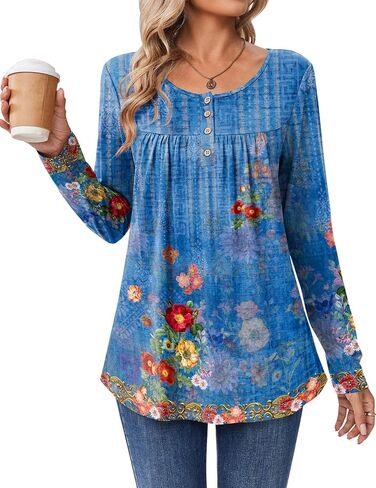 قمصان Zeagoo طويلة الأكمام للنساء Fall Fashion الأزياء الأنيقة بلوزات عارضة عصرية مطوية قمم تونك لللباس 2025 in Kuwait