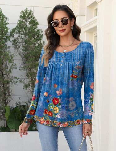 قمصان Zeagoo طويلة الأكمام للنساء Fall Fashion الأزياء الأنيقة بلوزات عارضة عصرية مطوية قمم تونك لللباس 2025 in Kuwait