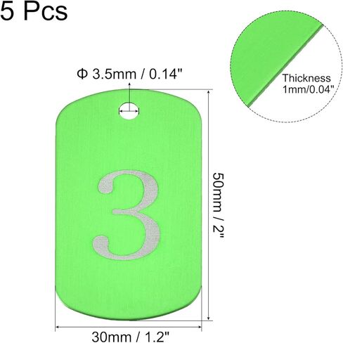 علامة مفاتيح معدنية MECCANIXITY، علامة أرقام 1-5، بطاقة تعريف مع حلقة 2x1.2 بوصة مستطيل أسود فارغ للديكور، حزمة من 5 in Kuwait
