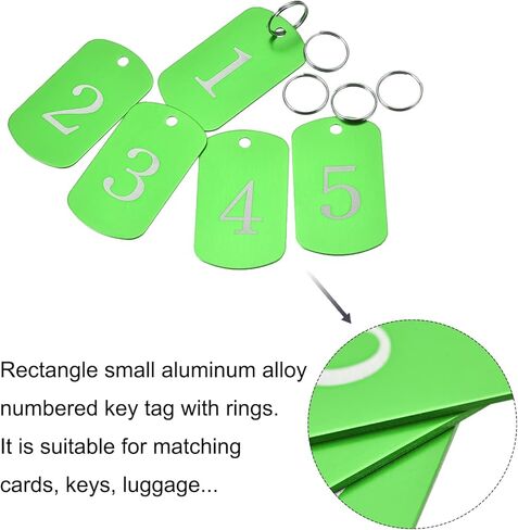 علامة مفاتيح معدنية MECCANIXITY، علامة أرقام 1-5، بطاقة تعريف مع حلقة 2x1.2 بوصة مستطيل أسود فارغ للديكور، حزمة من 5 in Kuwait