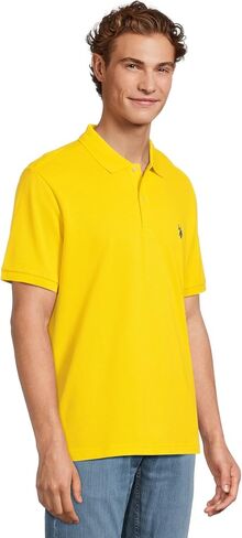 U.S. Polo Assn. Men's Solid Polo with Small Pony, Lemon Frost/Classic Navy, XX-Large in Saudi Arabia