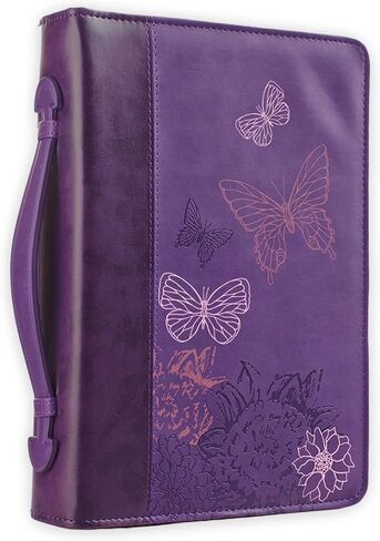 Christian Art Gifts Women's Fashion Bible Cover New Creation 2 Corinthians 5:17, Purple Butterfly Faux Leather, Medium in Saudi Arabia