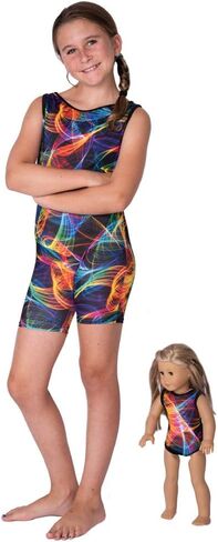 Girls Tank Unitard Sleeveless Biketard for Gymnastics Matching 18 inch Doll Leotard (Doll not Included) in Saudi Arabia