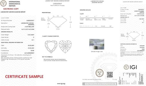 1 قيراط VS1 D Clarity/Color - مختبر القلب ينمو الماس فضفاضة مع شهادة IGI in Saudi Arabia