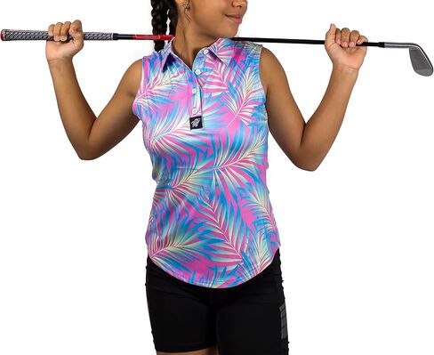 Girls Polo Shirt Perfomance Quick Dry Sleeveless Tennis Shirts Fashion Print Athletic Golf Polo in Saudi Arabia
