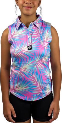 Girls Polo Shirt Perfomance Quick Dry Sleeveless Tennis Shirts Fashion Print Athletic Golf Polo in Saudi Arabia