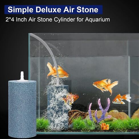 Simple Deluxe 10 Pack 4 X 2 Inch Large Air Stone Cylinder with a Free 3W 6L/min Air Pump for Fish & Plant in Aquarium and Hydroponics Systems in Saudi Arabia