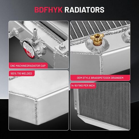 BDFHYK 3ROW-44MM RA-FM64-3 مشعاع ألومنيوم متوافق مع Falcon 1960-1966، Mustang 1965-1966، Ranchero 1960-1965، Mercury Comet 1961-1965 in Saudi Arabia