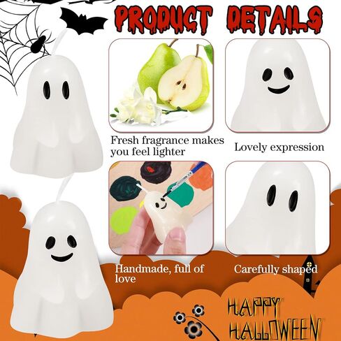 Nuanchu 12 PCS Halloween Ghost Pumpkin Camedles - شموع عيد الشكر والخريف باللون الأبيض ، الوردي ، الشبح in Saudi Arabia