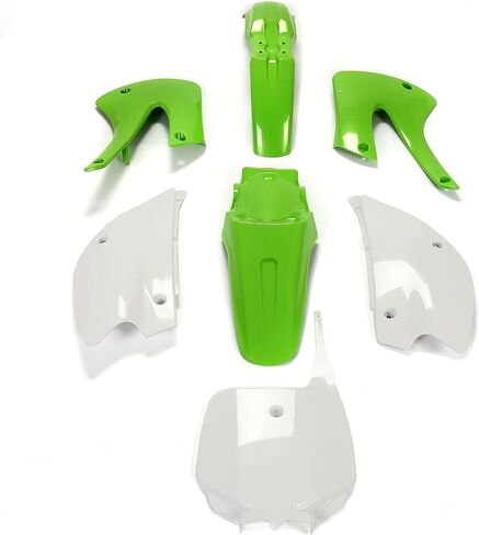 Kojem مجموعة البلاستيك الكاملة هي الجسم متوافق مع 2001-2013 Kawasaki KX85 KX100 (أخضر+أبيض) in Kuwait