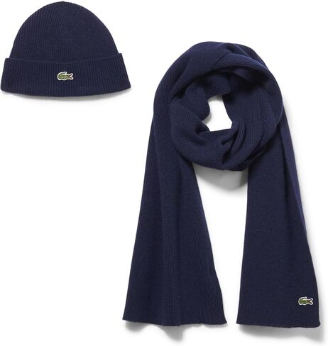 Lacoste unisex-adult Wool Blend Scarf and Beanie Gift Set in Saudi Arabia