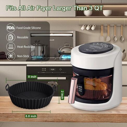 3 Pack Air Fryer Silicone Liners, 8Inch Airfryer Liners, Silicone Air Fryer Basket Liners, Reusable Food Grade Air Fryer Pots Oven Liner Baking Tray, Air Fryer Silicone Mat Accessories Kitchen in Saudi Arabia