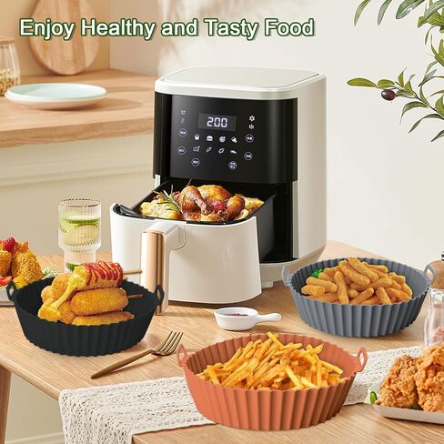 3 Pack Air Fryer Silicone Liners, 8Inch Airfryer Liners, Silicone Air Fryer Basket Liners, Reusable Food Grade Air Fryer Pots Oven Liner Baking Tray, Air Fryer Silicone Mat Accessories Kitchen in Saudi Arabia