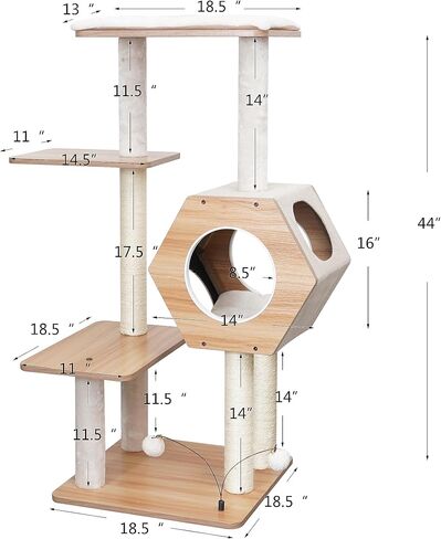 Three-Level Elevated Cat Tree Condo with Massage & Particle Board, Grey in Saudi Arabia