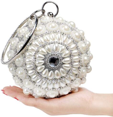 Handbag， bag，Women's Banquet Bag Spherical Pearl Handbag Fashion Clutch Bag Shoulder Messenger Bag Banquet Bag in Kuwait