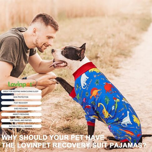LovinPet American Pitbull Pajamas - Pet Anxiety Relief Shirt, Dog Pajamas, UV Protection Comfy Stretchy Fabric, White Animal Print, Large Dog Pjs, Pitbull Clothes, Surgical Recovery Shirt,Orange XXL in Kuwait
