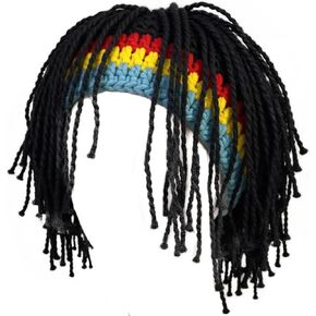 Funny Knitted Hat Reggae Knit Beard Beanies Hats Rasta Dreadlocks Crocheted Wig Hats in Kuwait
