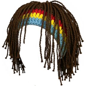 Funny Knitted Hat Reggae Knit Beard Beanies Hats Rasta Dreadlocks Crocheted Wig Hats in Saudi Arabia