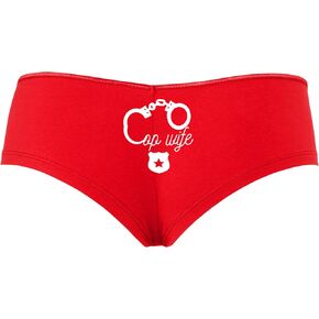 Knaughty Knickers Cop Wife - Cute Handcuffs - LEO Love Red Boyshort Panties With Adult Design in Saudi Arabia