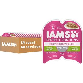 Iams Perfect Portions Sensitive Digestion & Skin Turkey Recipe Adult Wet Cat Food, 2.6 oz Twin-Pack Trays of 24 in Kuwait